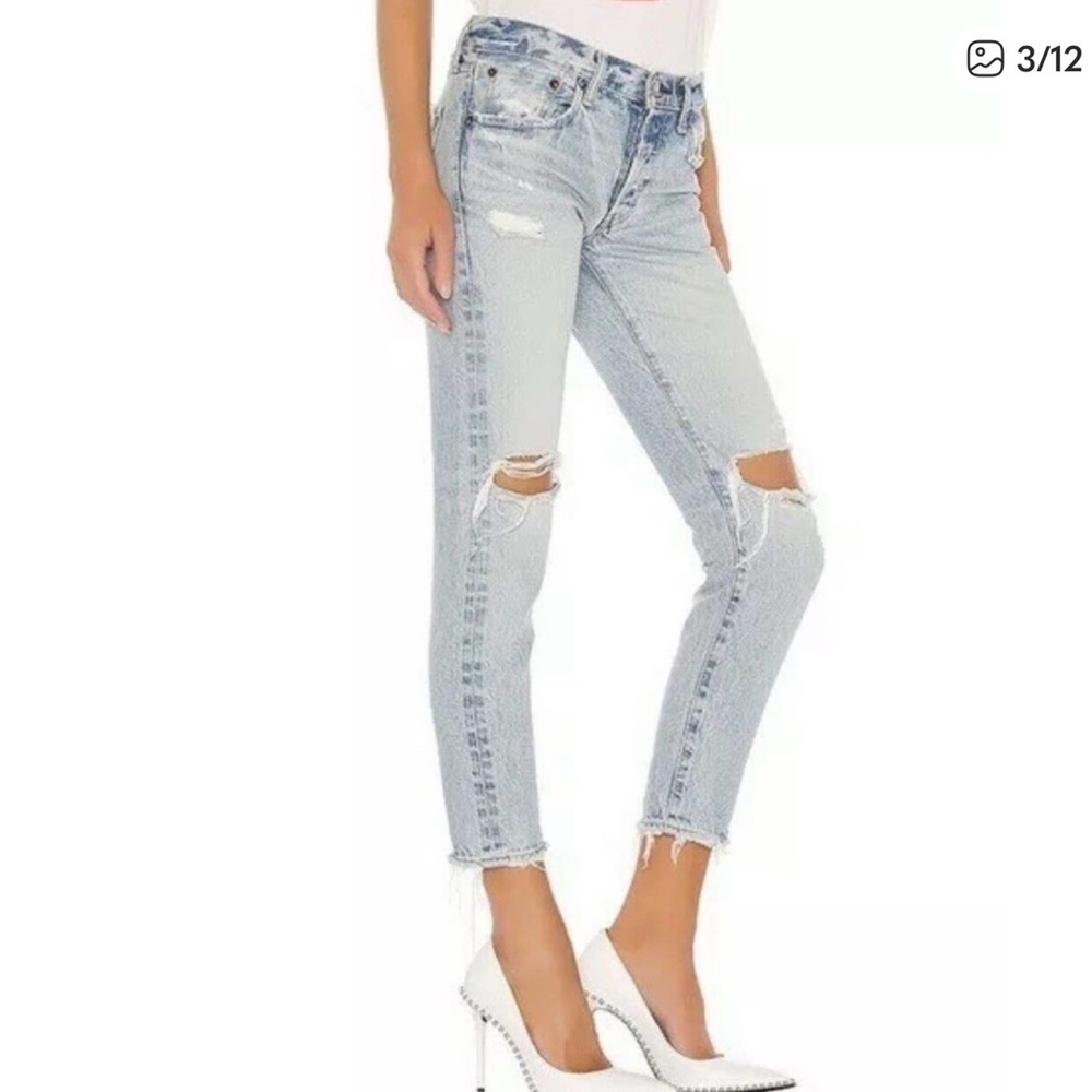 Moussy Yardley 24 Distressed Light Blue Women's Jeans